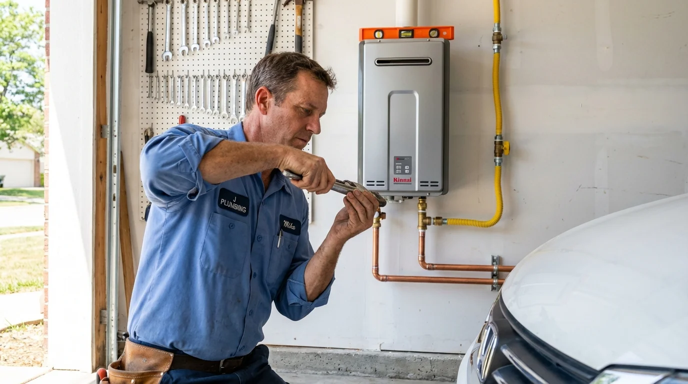Tankless water heater installation by a Johns Plumbing LLC plumber in Deshler
